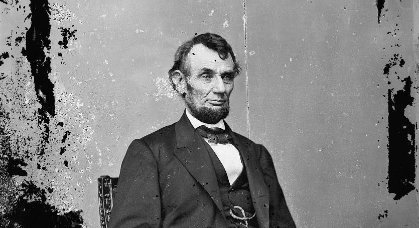 Antique portrait of US President Abraham Lincoln, circa 1864